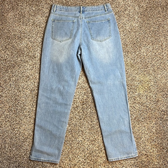 Forever 21 High Rise Light Denim Jeans Women Size Large Distressed Butterfly - Picture 7 of 11